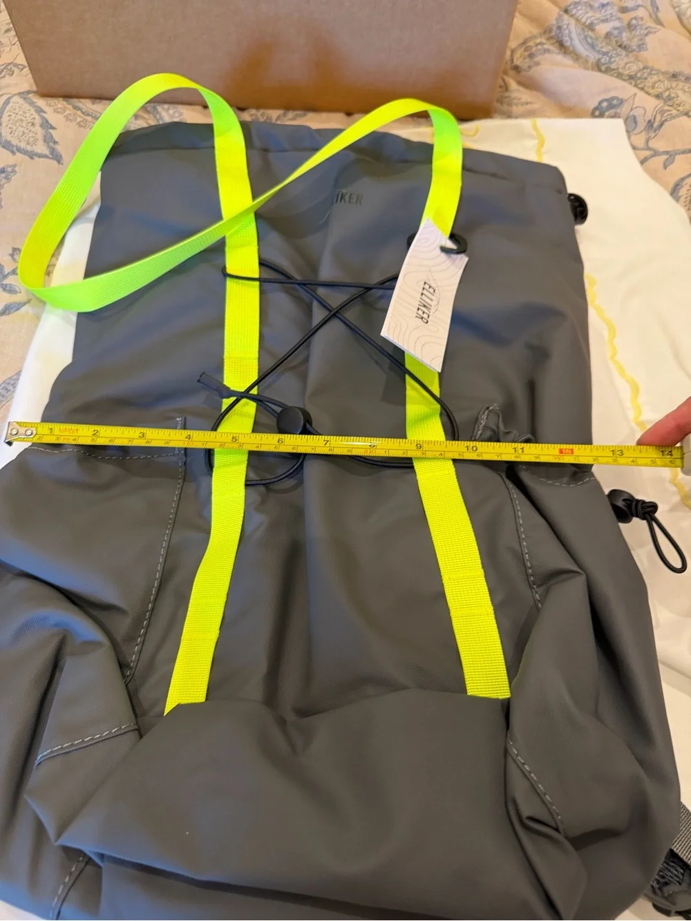 Gray Elliker Backpack with Neon Yellow Straps - Dayle Roll-Top Backpack NWT